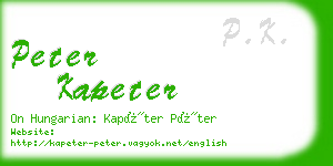 peter kapeter business card